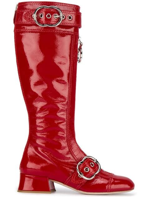 miu miu red boots|miu leather boots.